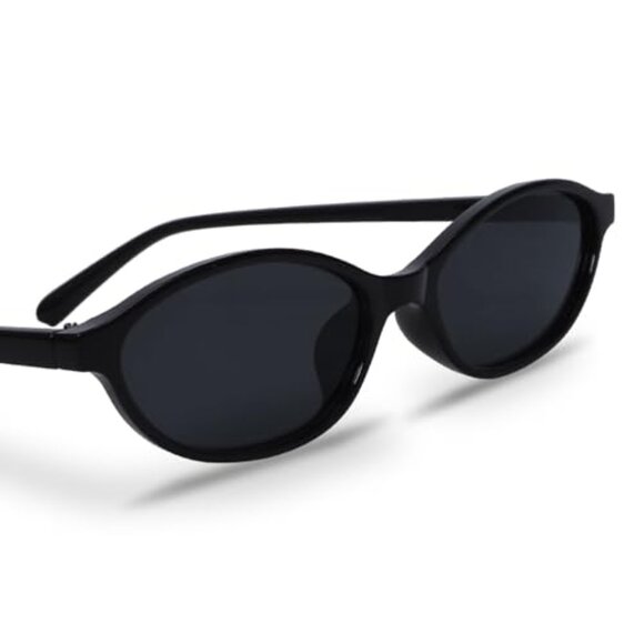 Retro Oval Sunglasses Chic Cat Eye 90s Sunnies Lightweight Narrow Shades main image 8